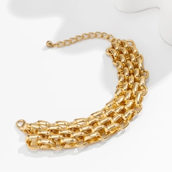 Exaggerated Gold Chain Link Necklace Clavicle Choker Lacteo - Picture 9 of 11